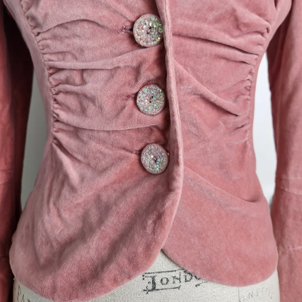 Vintage Pink Velvet Victorian Blazer - Picture 10 of 15